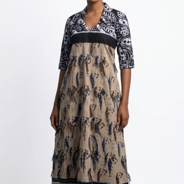 Adire-Aso Oke Infused Kaftan